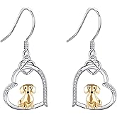 Dog Earrings 925 Sterling Silver Dachshund/Greyhound/German Shepherd/Dalmatian Dangle Earrings Heart Dogs Jewelry Gifts for Women Mom Wife