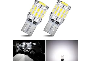 gunhunt Pack-2 Car Wide Lights, 3W Led Light Bulbs, Aluminum Reading Lights, License Plate Lights, Instrument Lights, Auto Bulb Replacements, Universal for Most Cars, Trucks, SUVs (White)