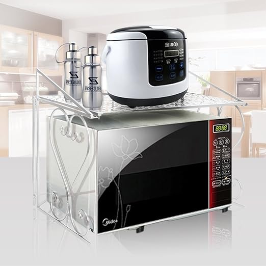 Fullberg Weiss Mikrowelle Regal Fur Kuche Und Arbeitsplatte 55x46x36cm Kuchenregal Mikrowellenstander Metall Gewurzregal Belasted Bis 20kg Amazon De Kuche Haushalt