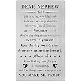 DGXMD Inspirational Gifts for Nephew – Engraved Metal Nephew Wallet Card – Nephews Birthday Graduation Card Gift for from Aunt Uncle
