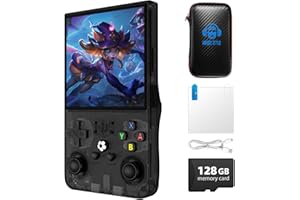 AQHH R36MAX Retro Game Console, 4.0 inch Retro Gaming Console with 128GB Memory, Video Game Consoles with 4000mAh Battery and 30+ Emulators, Ink Black