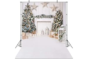 Avezano Christmas Photography Backdrop for Children Kids Portrait Photoshoot Indoor White Fireplace Wood Floor Xmas Background for Photo Studio (5x7ft)