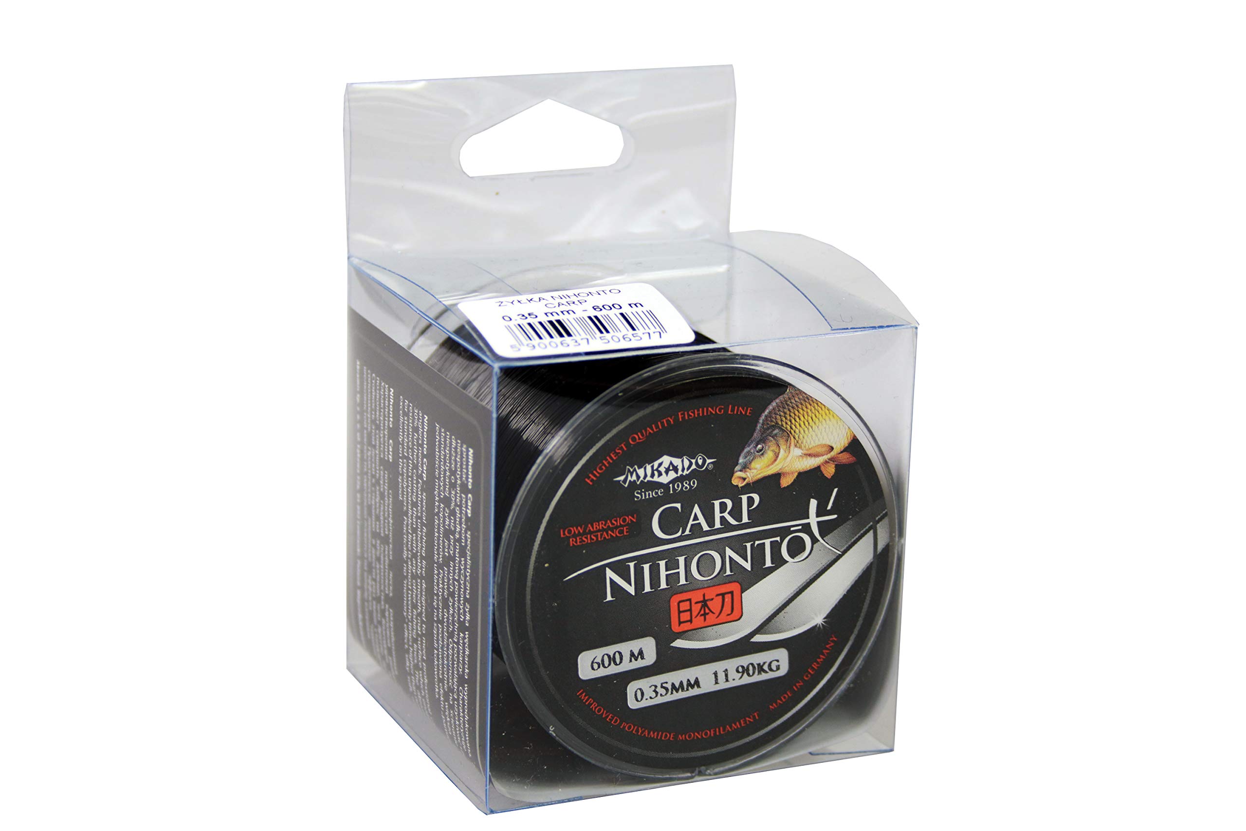 600 m Nihonto Carp Black Matte Monofilament Very Smooth Fishing Line Carp Line Feeder Line Available from Diameter 0.22 to 0.40 mm (Diameter 0.35 mm / Load Capacity 11.90 kg)