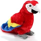 The Petting Zoo Scarlet Macaw Stuffed Animal Plushie, Gifts for Kids, Wild Onez Wildlife Animals, Red Parrot Plush Toy 9 inches