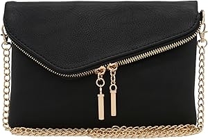 FashionPuzzle Envelope Wristlet Clutch Crossbody Bag with Chain Strap