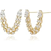 JUDAILY Gold Chain Earrings for Women Trendy 14K Gold Plated Dangle Drop Studs Earrings Set