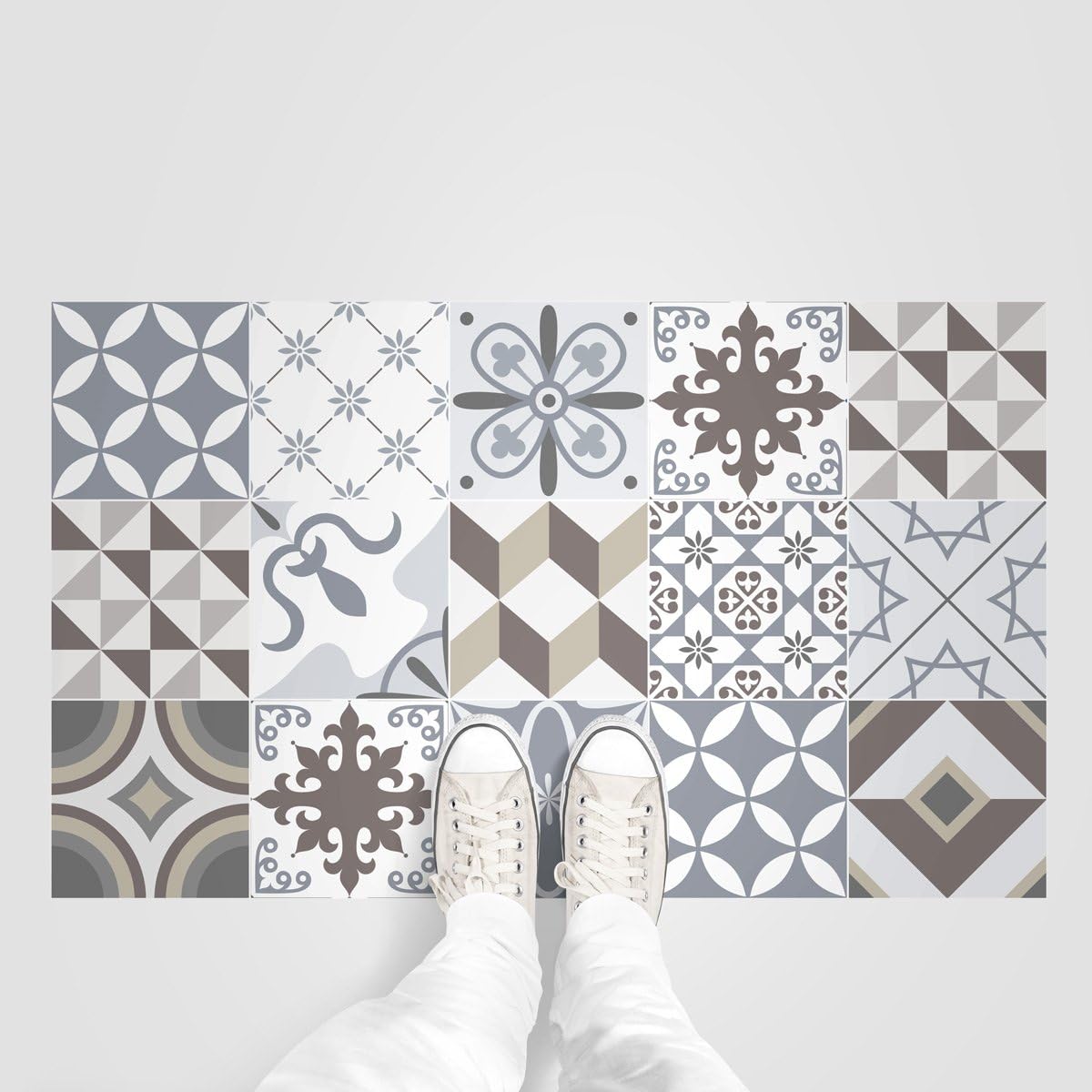 Azulejos Self-Adhesive Mosaic Cement Tile Stickers for Bathroom and Kitchen 60 x 90 cm Grey and Brown - 1 Piece - Image 4