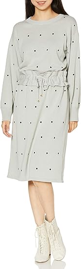 シュープリームララ カジュアルドレス ギャザーベルトドットニットワンピース 3 Op009 レディース ｸﾞﾚｰ M ワンピース チュニック 通販 Amazon