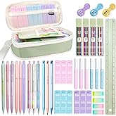 JIZHIYUAN Mechanical Pencil Set with Green Pencil Case,12X Pastel Mechanical Pencil 0.5mm-2.0mm with 564X HB+36X Color Leads for Writing, Drafting, Drawing, Sketching Ideal College Study Essentials
