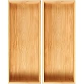 Fabsome Kitchen Utensil Drawer Organizer, Bamboo Silverware Cutlery Flatware Organizer Bins, Wooden Container Storage Trays for Bathroom Vanity Junk Drawer, 15" x 6" Set of 2