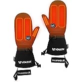 Venustas Heated Mittens for Men & Women, 14H Battery Gloves with Smart Temperature Control, Waterproof Leather Ski Gloves