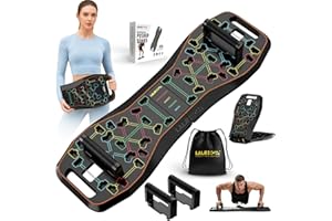 LALAHIGH Push Up Board,36 in 1 Home Gym Equipment with Ab Roller Wheel & Resistance Bands, Portable Foldable Workout Board for Full Body Strength Training Men Women