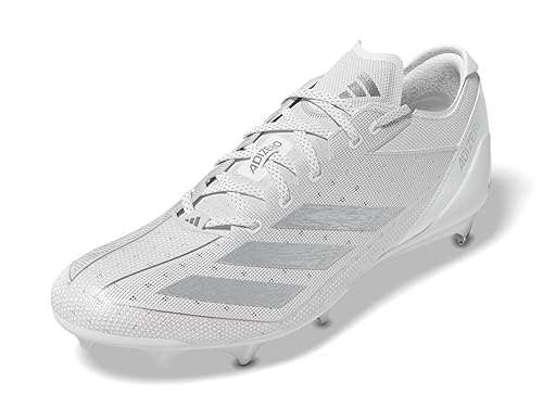 adidas Men's Adizero Electric American Football Sneaker, White/Silver Metallic/White, 4