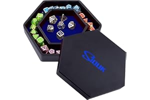 SIQUK Dice Arena Rolling Tray PU Leather Dice Tray Hexagon Dice Holder with Lid for Dice Games Like RPG, DND and Other Table 