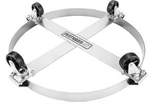 55-Gallon Drum Dolly - Heavy-Duty Steel Dolly with Cross Braces and 4 Caster Wheels – 1,000-Pound Capacity by Pentagon Tools