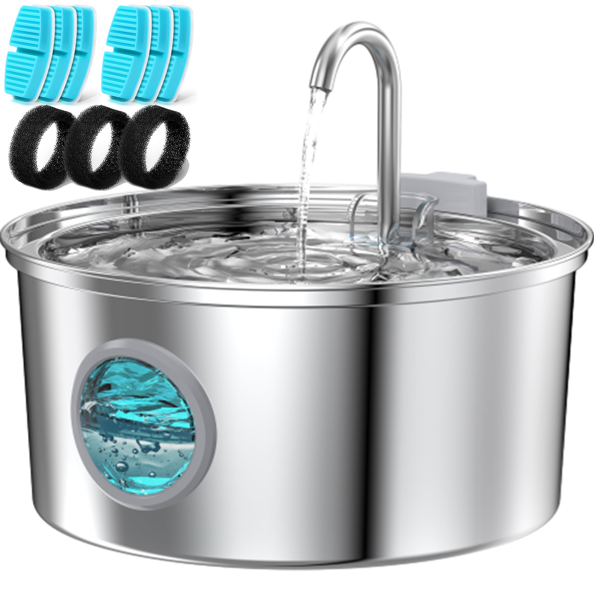 Cat Water Fountain for Drinking: Quiet Cat Water Fountain - 108oz/3.2L Cats fountain - Pet Waterer Fountains - 9 Filters - FOFNON