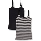 Amazon Essentials Women's Maternity Nursing Friendly Camisole with Adjustable Straps and Built-in Shelf Bra, Pack of 2