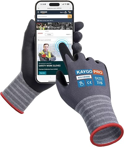 Kaygo 3 Pairs Safety Work Gloves MicroFoam Nitrile Coated KG18NBE Small Grey