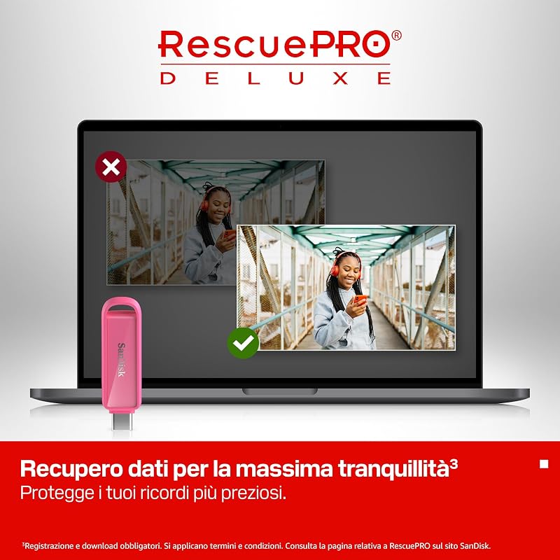 Unità per telefono con USB Type-C 1 TB (per smartphone, tablet e computer, velocità fino a 150 MB/s, backup automatic, recupero dati) - Seastar Pink