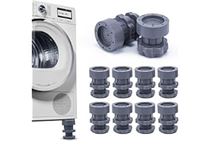 KRIZJUES Anti Vibration Pad for Washing Machine Support Adjustable, Rubber Washer Dryer Non Slip Shock Noise Cancelling Foot Mat, Anti-Walking Stabilizer Refrigerator Support Pad Pedestals (Grey Set of 8)