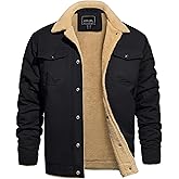 CRYSULLY Men's Winter Work Jacket Cotton Shell Fleece Lined Warm Casual Cargo Coat Outdoor Utility Jackets for Men