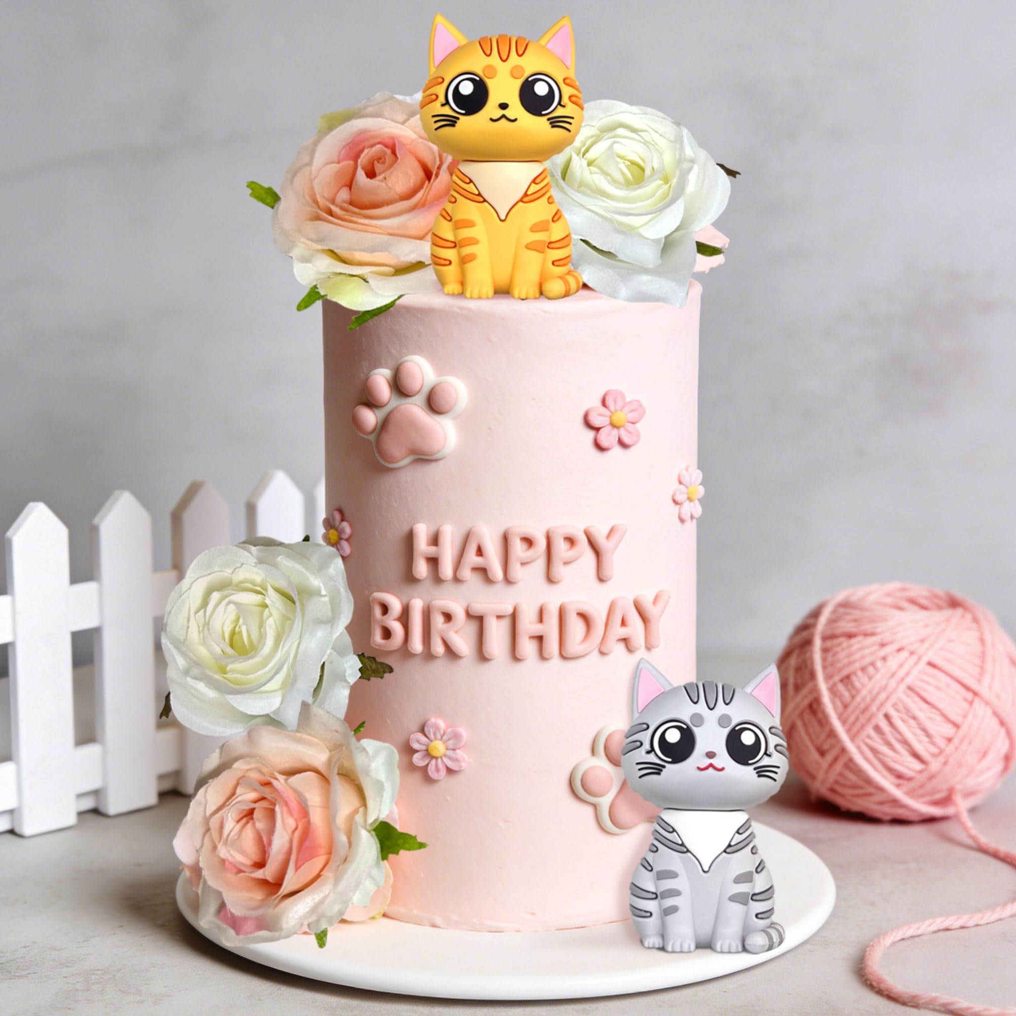 Cat Cake Topper Kitty Cake Topper Decorations for Cat Themed Birthday Party Cute Meow Birthday Party Girl Theme Shower Party Decoration