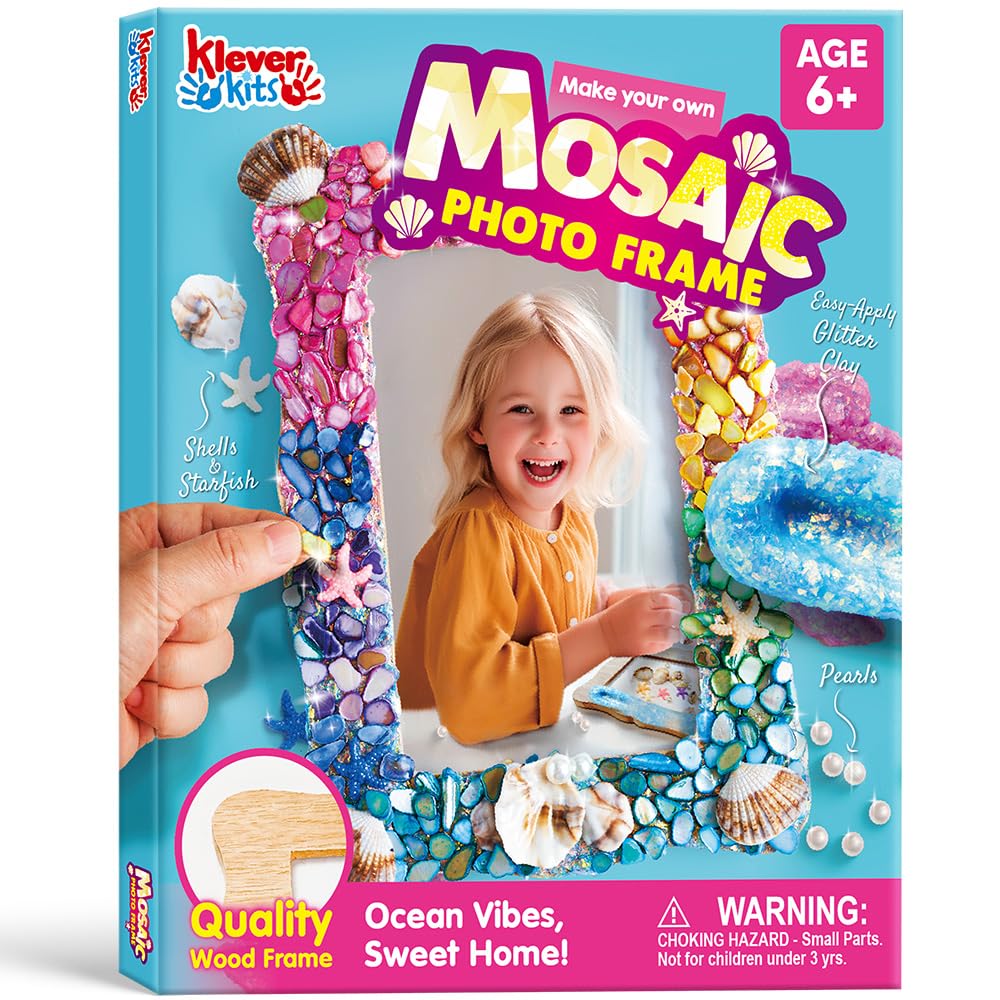 Photo 1 of Klever Kits Mosaic Photo Frame Craft Kits, DIY Mosaic Kits for Kids 6 Years Old Girl Birthday Gift Summer Activities, Make Your Own Picture Frame Arts and Crafts for Kids