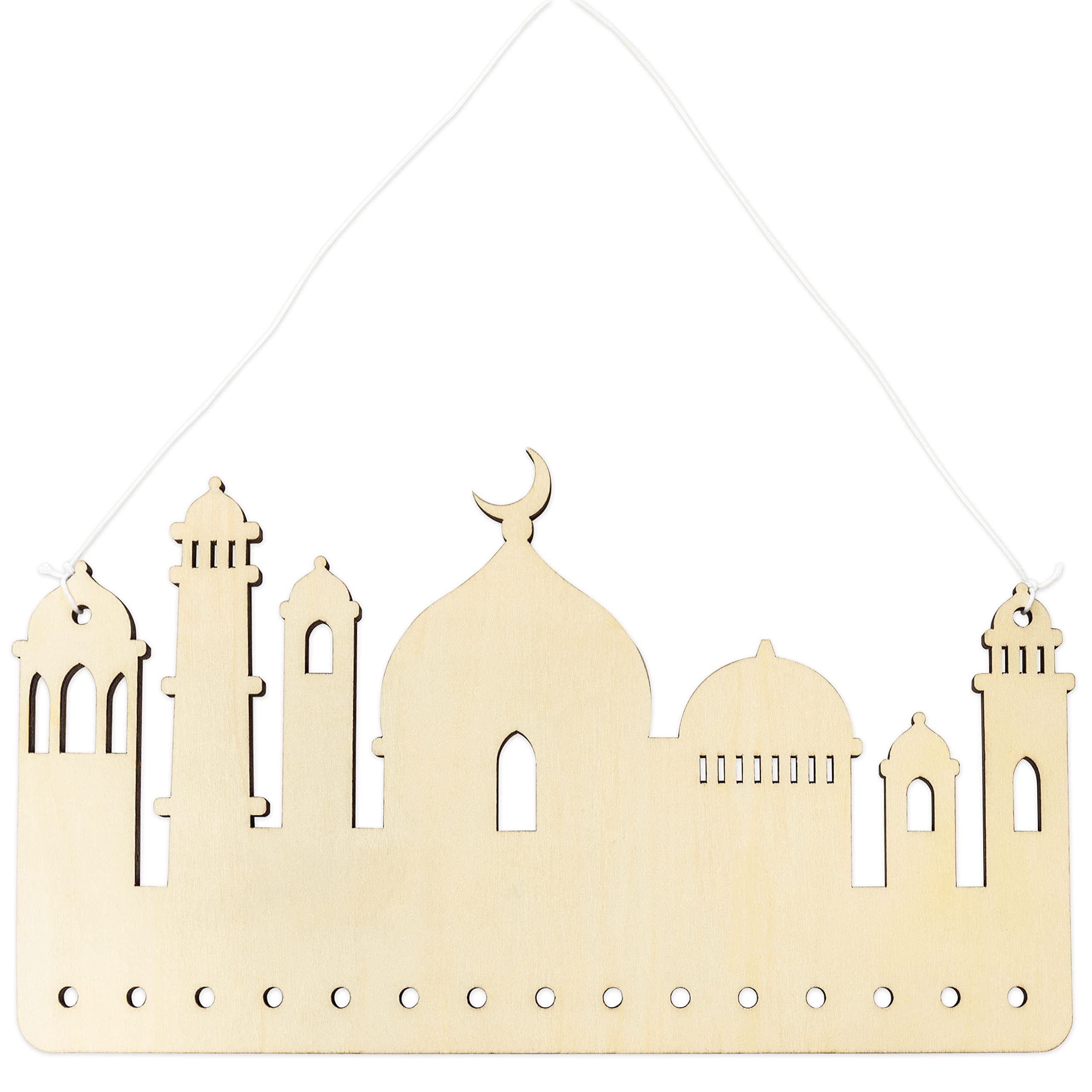 Papierdrachen Hanging Hanger for Ramadan – Made of Wood – Natural Colour – Ramadan Calendar for DIY – Can be Combined with Fabric Bags and Gift Wrapping Paper