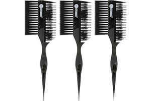 STYLANCE Professional 3 Pieces Hair Dye Brush Comb Set – Dual-Sided Hair Coloring Applicator for Salon Stylists – Tint Brush & Comb for Balayage, Highlights, and Root Touch-Up (Black)