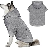 Dog Hoodie Dog Sweaters for Large Dogs Sweater Solid Soft Brushed Fleece Pet Clothes Pet Hoodie Sweatshirt with Pocket(Grey-XXL)