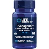 Life Extension Pycnogenol French Maritime Pine Bark Extract, 60 Capsules | Scientifically Studied Formula Supports Healthy Aging &amp; Vascular Health, Non-GMO, Gluten-Free &amp; Vegetarian
