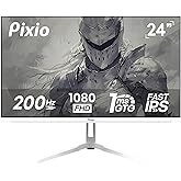 Pixio PX248 Wave White 24 inch 200Hz Refresh Rate FHD 1080p Resolution Fast IPS Panel 1ms GTG Response Time Built-in Speakers Gaming Monitor with Adaptive Sync