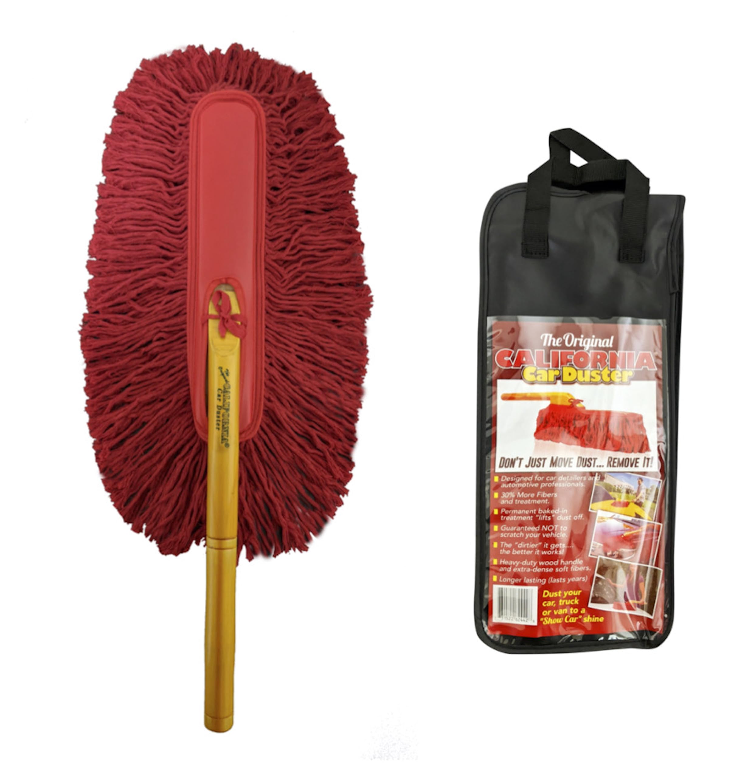 California Car Duster CCD-Original Standard Car Duster with Wooden Handle, Red