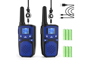 Adult Walkie Talkies 2 Pack, WokTok Rechargeable Long Range Walkie Talkies 2 Way Walkie Talkies, 22 Channels VOX Scanning LCD Display Ideal for Gift Giving, Family Camping and Hiking