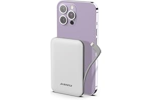 Alongza Portable Charger Small Size Built in Cable 4500mAh Power Bank, External Battery Pack Lightweight Backup Charger, Ultra Slim Battery Backup Charger Compatible with iPhones