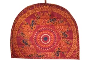 Shubhlaxmifashion Indian Cotton Mandala Elephant Printed Marron Tea Cosy Abstract Tea Pot Décor Cover Traditional Tea Quilt Floral Warmer Tea Cozies Insulated Gift