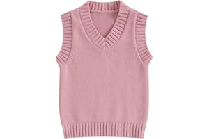 Nokpsedcb Baby Sweater Vest Toddler Boy Girl Sleeveless V-Neck Solid Knit Vest Fall Winter Clothes