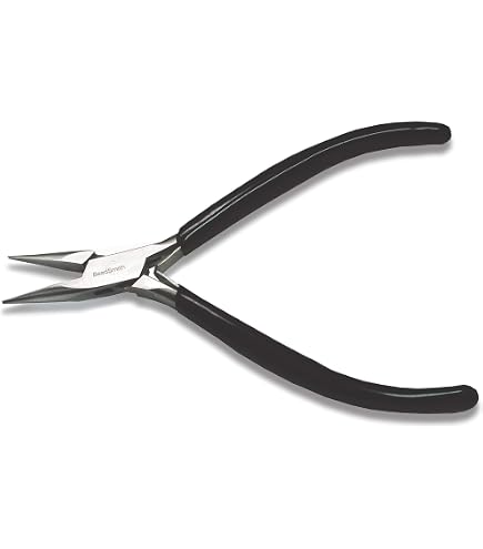 The Beadsmith Pince à Nez Chaine,Dentelée,Pointes Extra Fine,114mm,Poignée PVC Grip avec Double Ressorts Feuille,Outil de Fabrication de Bijoux pour Créer Bracelets, Boucles d'oreilles et Colliers