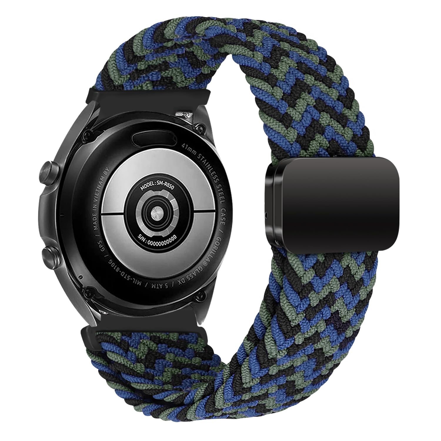 MroTech MoTech 20mm Watch Strap Compatible with Samsung Galaxy Watch 5/5 Pro/Galaxy Watch 4/4 Classic/Galaxy Watch 3 41mm/ Galaxy Watch 42mm/ Galaxy Active/Active2 Band Nylon Woven Solo Loop-Blue/M