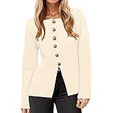 MSBESYOR Button Up Cardigan Sweater for Women Long Sleeve Lightweight Knit Business Blazer Tops