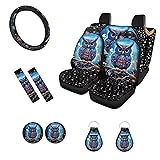 ZFRXIGN Galaxy Owl Car Seat Covers Full Set for