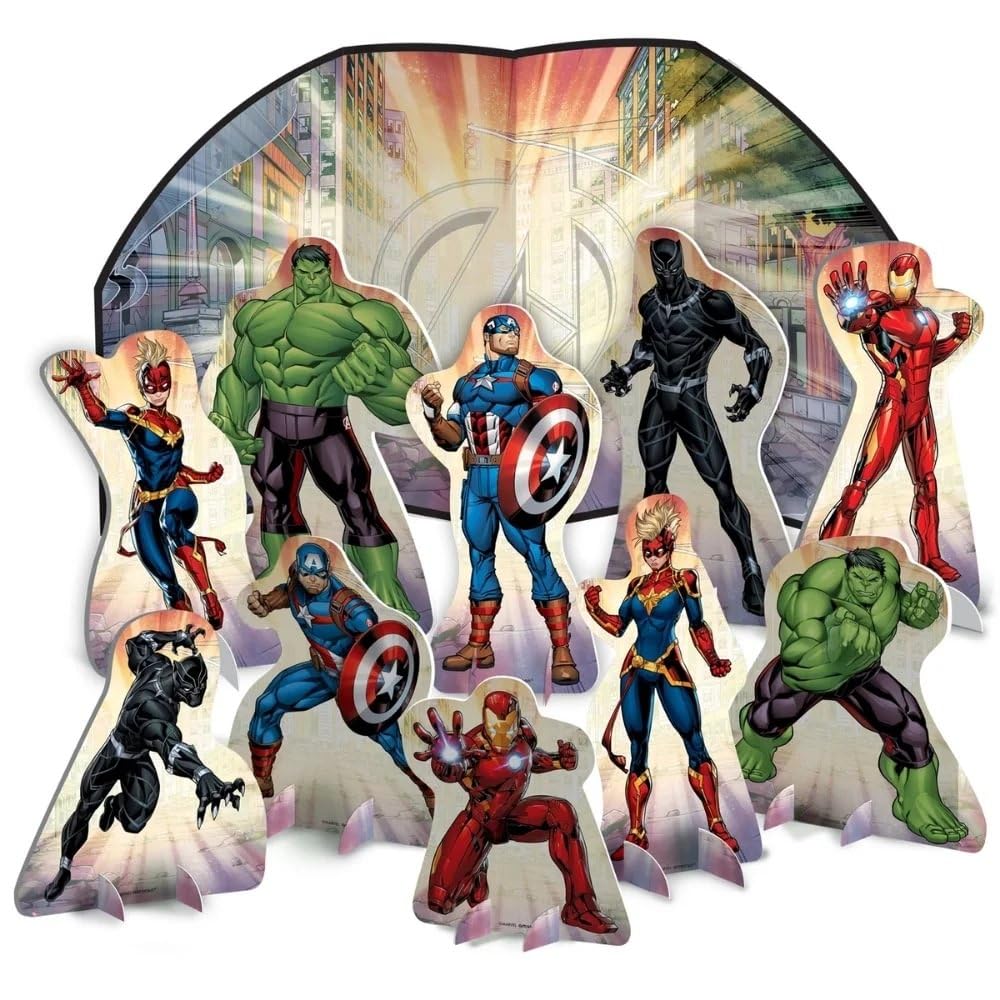 Photo 1 of Exquisite Marvel Avengers Powers Unite Table Decoration - 5.16" to 14" Size Range (1 Pack) - Bold, Colorful & Sturdy Paper Design - Perfect for Superhero-Themed Parties & Events
