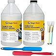 Magic Resin | Epoxy Resin for Table Top with Sticks & Brushes | 2 Gallon Kit (7.6 L) 256oz | UV Resistant | High Gloss Thick 