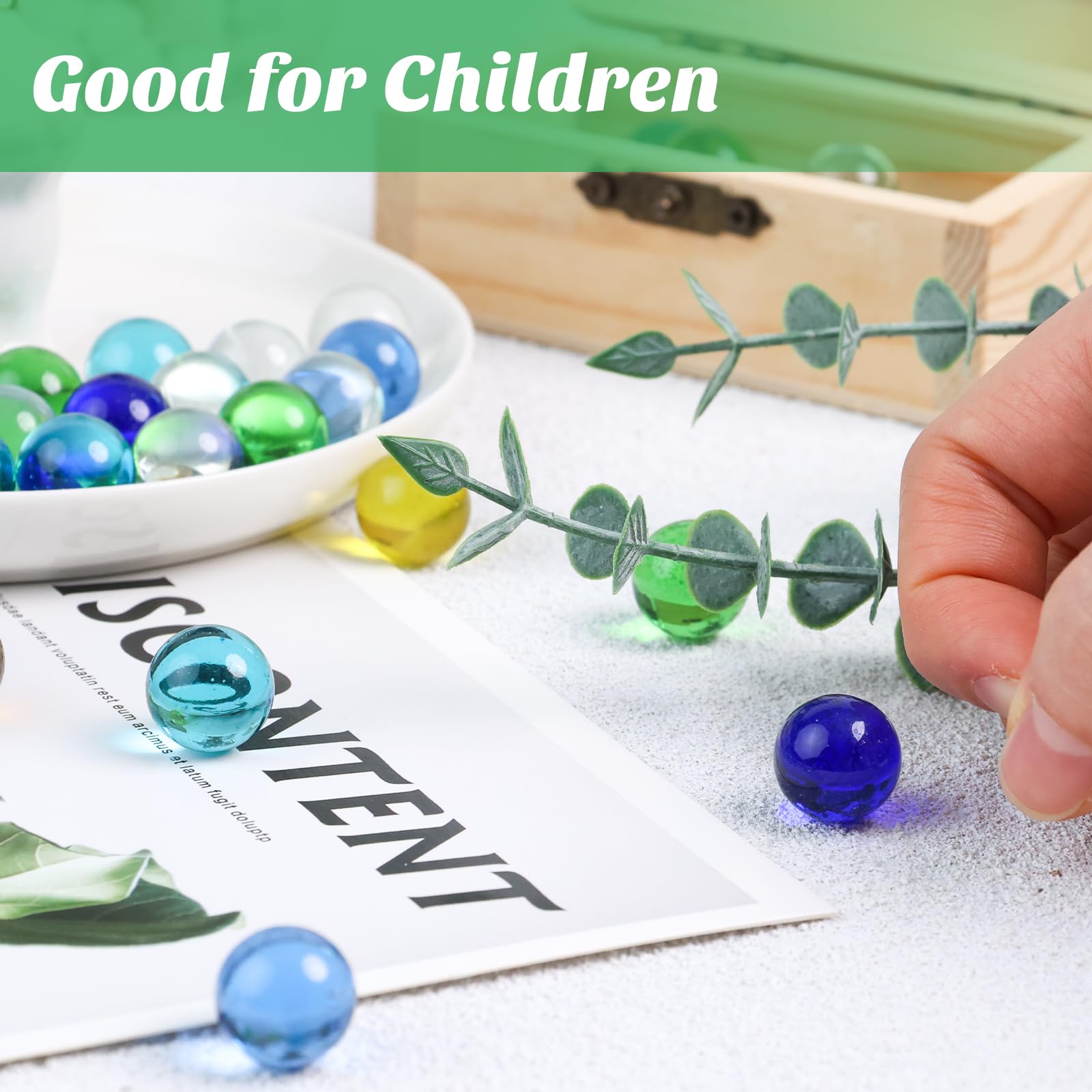 3 otters 90PCS Glass Marbles Bulk, for Kids Marble Run Games, Vase Fillers DIY Home Decor