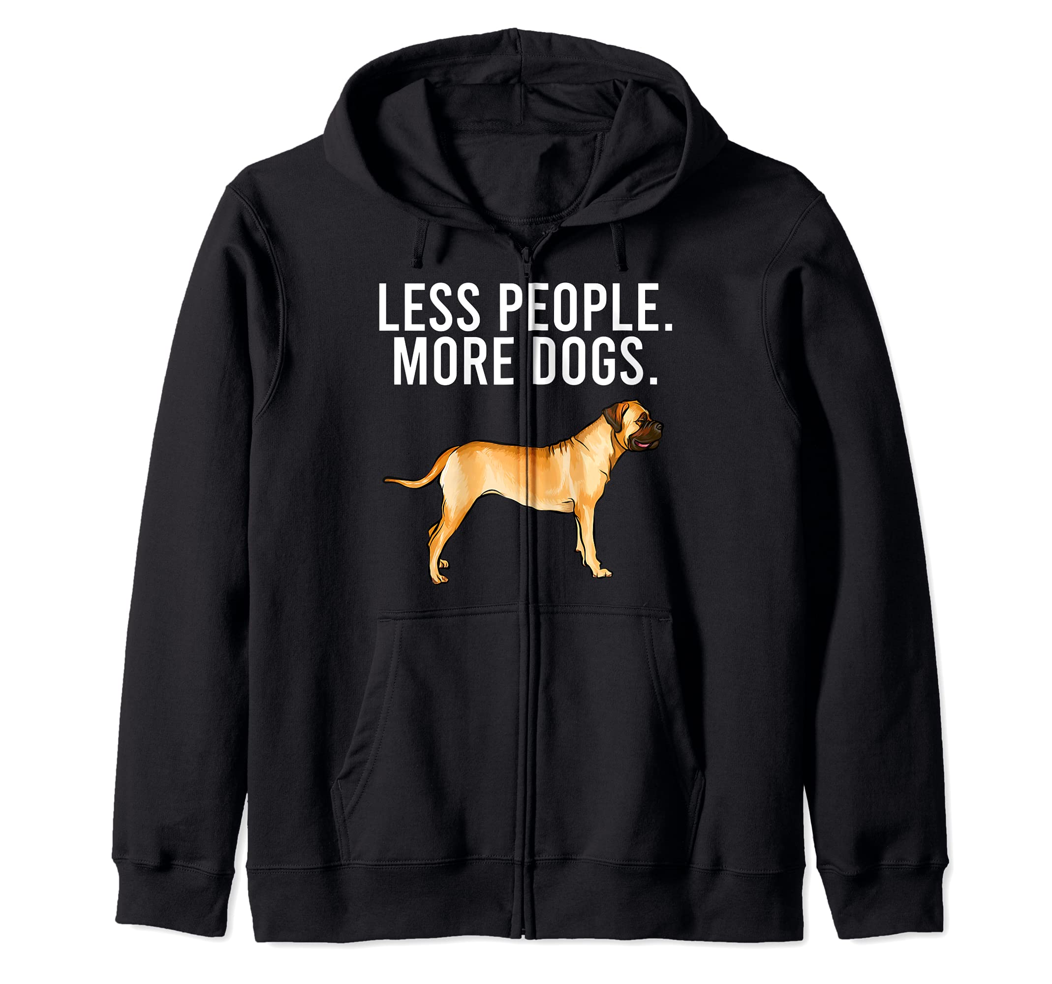 Less People More Dogs Bullmastiff Funny Introvert Zip Hoodie