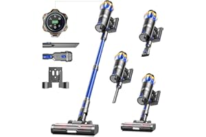 Cordless Vacuum Cleaner, Upgraded 650W 55KPA 70Mins Vacuum Cleaners with Self-Standing and Touch Screen, Anti-Tangle, Recharg