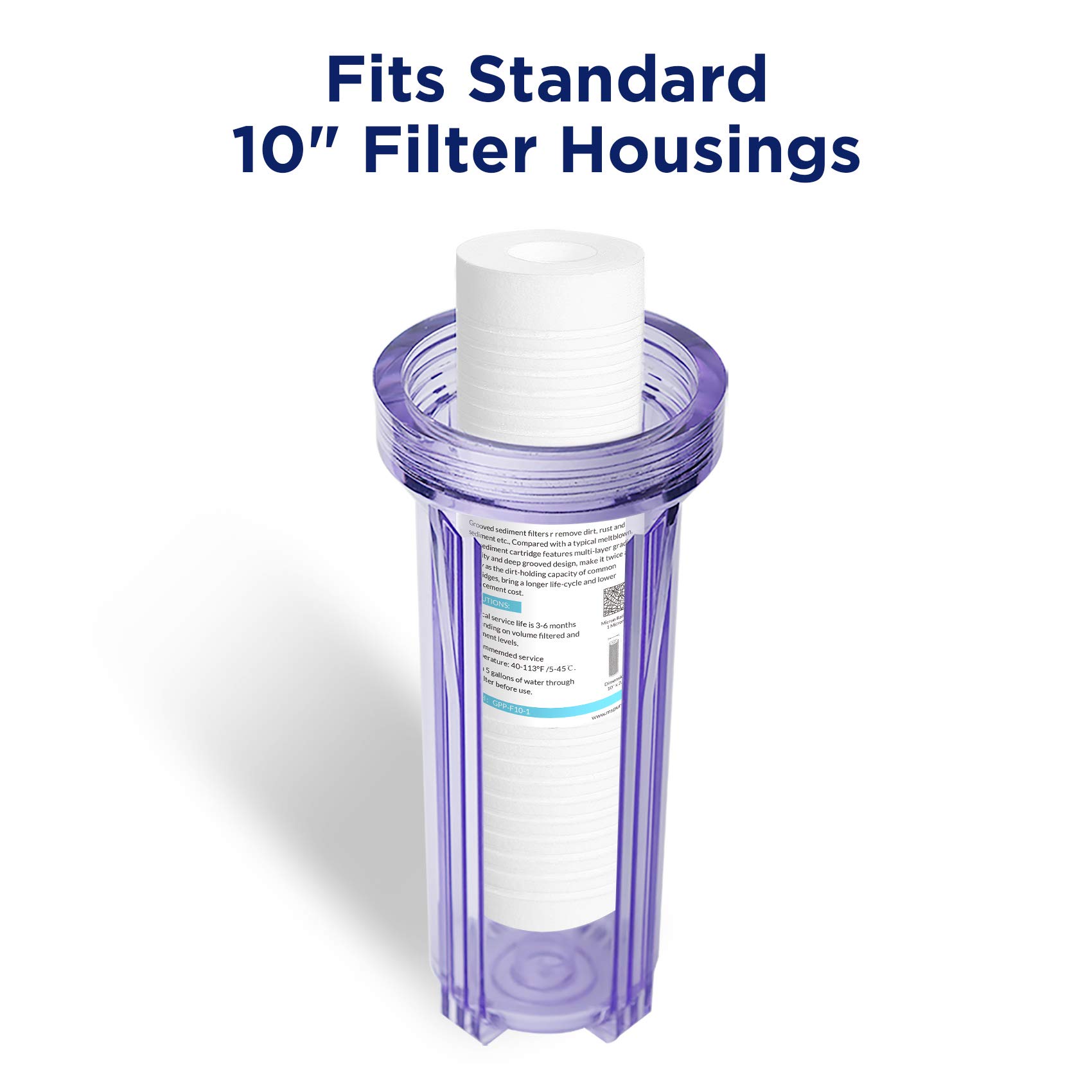 Aquaboon 5 Micron Sediment Water Filters - 10x2.5 Inch, Grooved, 50 Pack - Polypropylene 3 thumbnail image