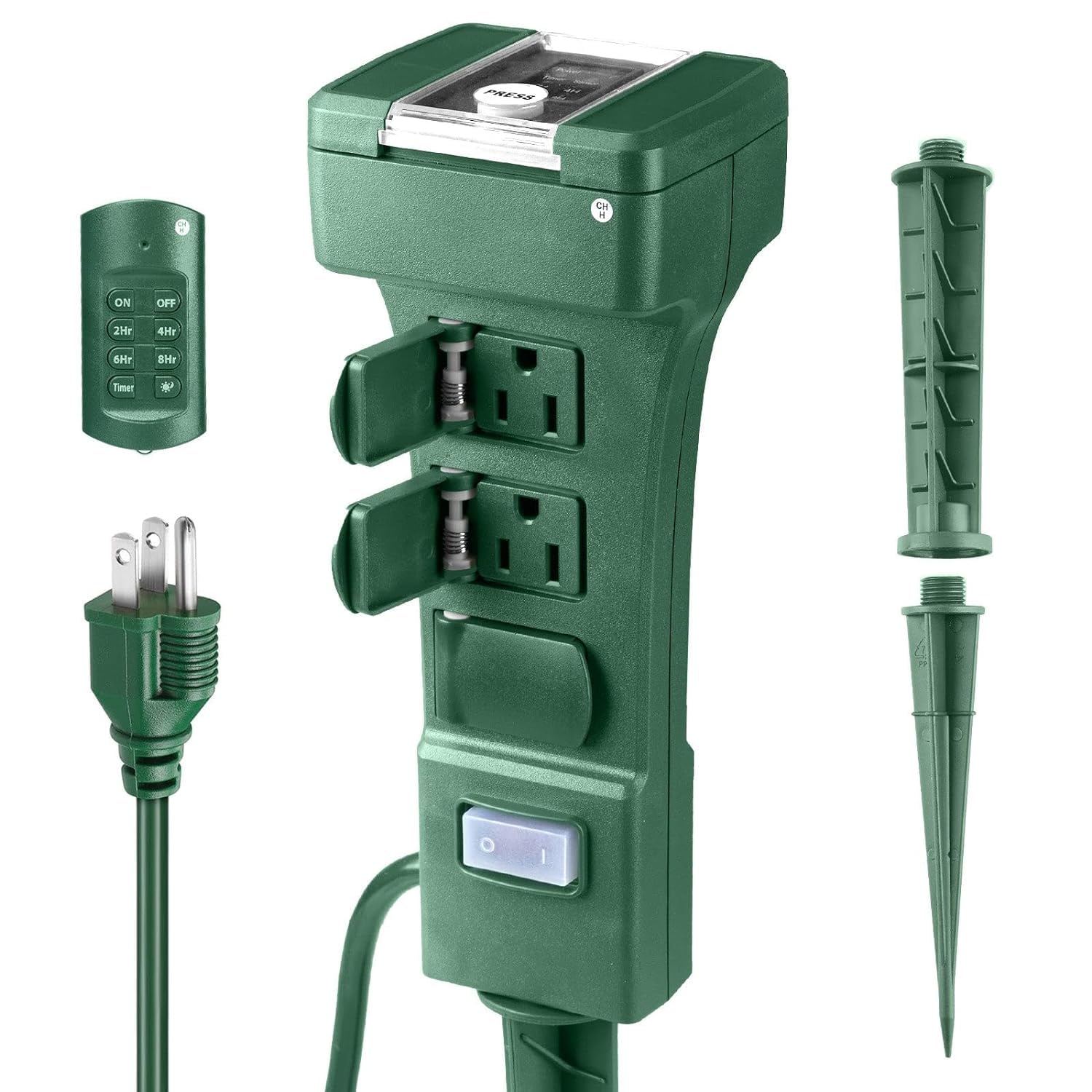 Mua Outdoor Power Stake Timer, 24 Hour Light Timers with Remote Control ...