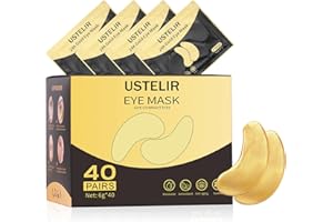 USTELIR Under Eye Patches, 40 Pairs Eye Mask for Dark Circles, Puffy Eyes, Undereye Bags,Wrinkles,Eye Mask Patches with 24K Gold, Eye Treatment Skin Care for Men & Women Gift