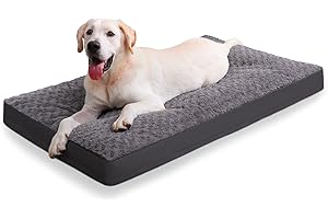 KSIIA Dog Crate Bed Waterproof Dog Beds for Medium Dogs Rose Velvet Soft Fluffy Washable Dog Bed with Removable Cover & Anti-Slip Bottom, 35 x 22 Inch, Gray